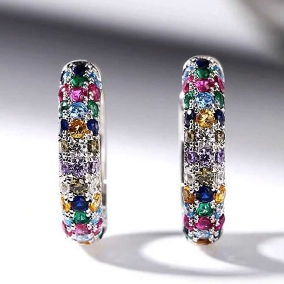 Jewelry - Multicolor Crystal Hoop Earrings